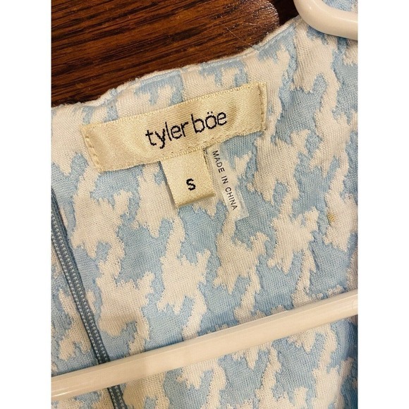 Tyler Boe Kennedy Dress Blue Houndstooth Sleeveless POCKETS Perfect For Summer! - Picture 2 of 5